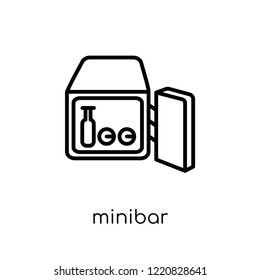 minibar icon. Trendy modern flat linear vector minibar icon on white background from thin line Hotel collection, outline vector illustration