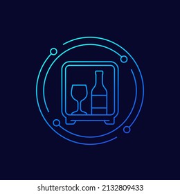 icono de línea minibar, vector de mini nevera