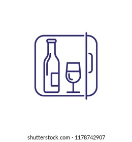 Minibar line icon. Romance, open, fridge. Wine concept. Vector illustration can be used for topics like hotel, refreshing, room service