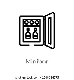 minibar vector line icon. Simple element illustration. minibar outline icon from hotel and restaurant concept. Can be used for web and mobile