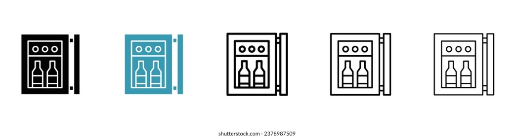 minibar vector thin line icon set. hotel mini refrigerator vector symbol. mini fridge sign for web ui designs