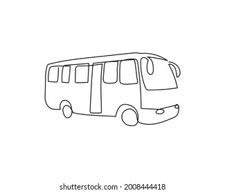 Minibus, busload continuous line drawing. One line art of urban transport, city transport.