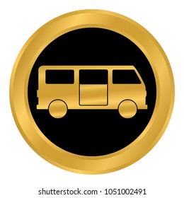 Minibus button on white background. Vector illustration.