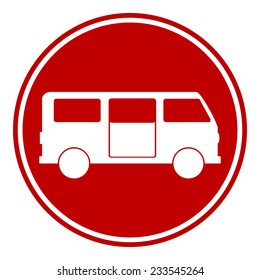 Minibus button on white background. Vector illustration.