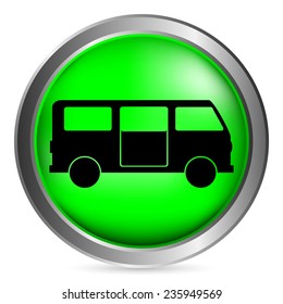 Minibus button on white background. Vector illustration.