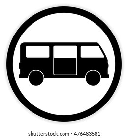 Minibus button on white background. Vector illustration.