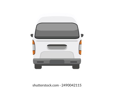 Minibus car. Rear view. Simple flat illustration.