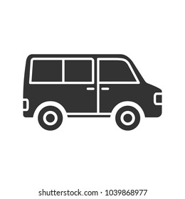Minibus glyph icon. Minivan. Family car. Silhouette symbol. Negative space. Vector isolated illustration