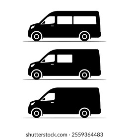 Minibus icon. Black silhouette. Side view. Vector simple flat graphic illustration. Isolated object on white background. Isolate.