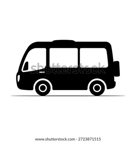 Minibus icon. Black silhouette. Side view. Vector simple flat graphic illustration. Isolated object on a white background.