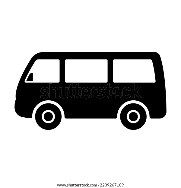 Minibus Icon Black Silhouette Side View Stock Vector (Royalty Free ...