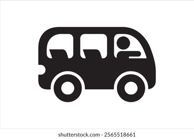 Minibus icon. Car icon transparent. Minibus vector illustration on white isolated background.