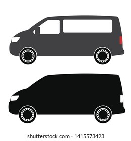 Minibus icon. Two different colors. Flat design, simple minibus vectors.