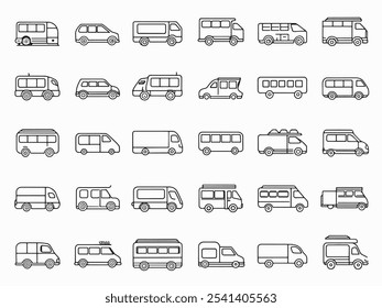 Minibus Line Art I Captures Urban Transportation Essence