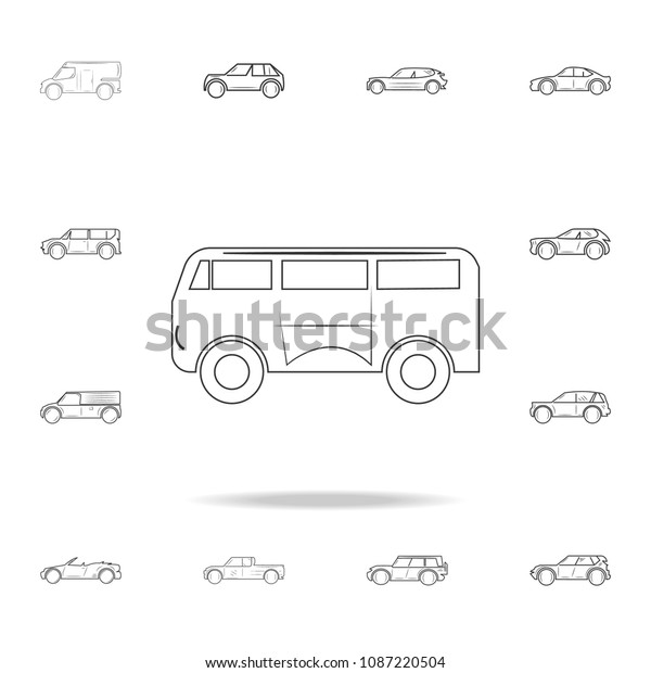 Minibus line icon. Detailed set of cars\
icons. Premium graphic design. One of the collection icons for\
websites, web design, mobile app on white\
background