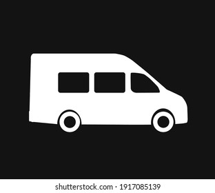 Minibus on a black background. Symbol. Vector illustration.