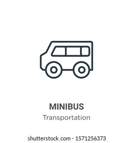 Minibus outline vector icon. Thin line black minibus icon, flat vector simple element illustration from editable transportation concept isolated on white background