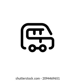 Minibus outline vector icon. Thin line black minibus icon, flat vector simple element illustration from editable transportation concept isolated stroke on white background
