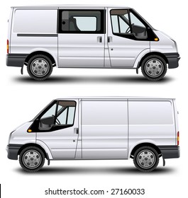 Minibus for passenger and cargo transportation on white background, vector illustration