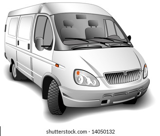 Minibus for passenger transportations on white background, vector illustration