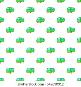 Minibus pattern. Cartoon illustration of minibus vector pattern for web