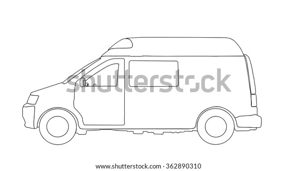 minibus profile vector\
drawing outline