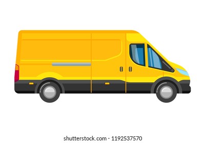 minibus taxi. passenger public yellow minivan vehicle side view. vector illustrations of automobile isolated