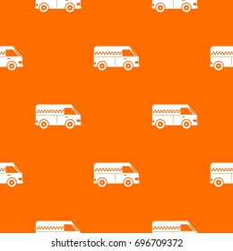 Minibus taxi pattern repeat seamless in orange color for any design. Vector geometric illustration