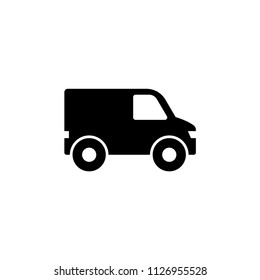 Minibus, Van Mini Bus. Flat Vector Icon Illustration. Simple Black Symbol On White Background. Minibus, Van Mini Bus Sign Design Template For Web And Mobile UI Element