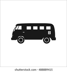 Minibus van profile sign silhouette symbol icon on background