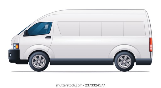 Minibus vector illustration. Minivan side view isolated on white background