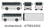 Minibus vector mock-up for advertising, corporate identity. Isolated city mini bus template on white. Vehicle branding mockup. All layers and groups well organized for easy editing and recolor.