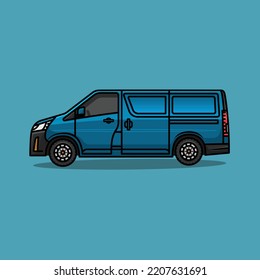 Minibus vector mockup. Isolated template of minivan vehicle branding and corporate identity. View from the side.