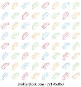 Minibus vector seamless color pattern