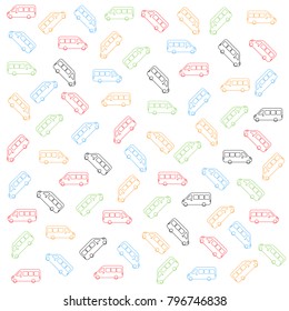 Minibus vector seamless colorful pattern 