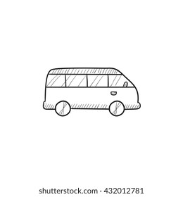 Minibus vector sketch icon isolated on background. Hand drawn Minibus icon. Minibus sketch icon for infographic, website or app.