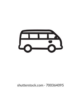 Minibus vector sketch icon isolated on background. Hand drawn Minibus icon. Minibus sketch icon for infographic, website or app.