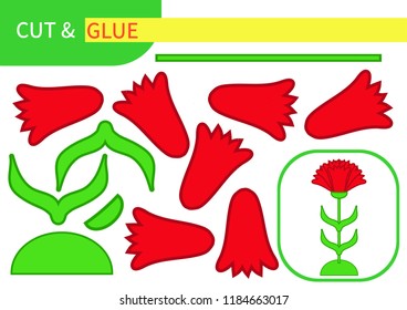 Mini-game "cut And glue" for learning, education and entertainment of children. Series "Flowers and plants" easy to print A4 and ready to use