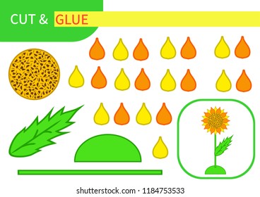 Mini-game "cut and glue" for learning, education and entertainment of children. Series "Flowers and plants" easy to print A4 and ready to use