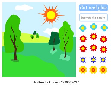 Mini-game "cut and glue" for learning, education and entertainment of children. Series "Flowers and plants" easy to print A4 and ready to use