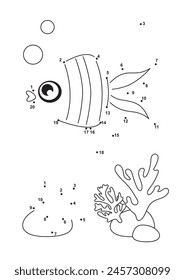 Mini-games for children. Preschoolers. Simple coloring for children. Combine the numbers, get a picture of a fish. dot to dot