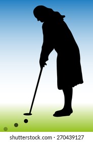 Minigolf woman silhouette