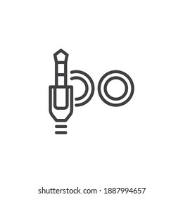 Minijack cable plug line icon. linear style sign for mobile concept and web design. Audio plug and socket outline vector icon. Symbol, logo illustration. Vector graphics