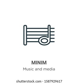Minim outline vector icon. Thin line black minim icon, flat vector simple element illustration from editable music and media concept isolated on white background