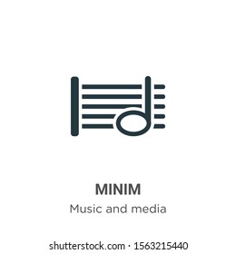 Minim vector icon on white background. Flat vector minim icon symbol sign from modern music and media collection for mobile concept and web apps design.
