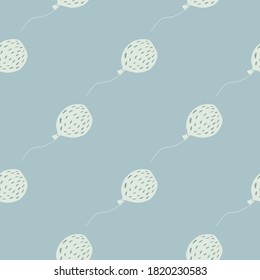 Minimaistic seamless pattern with balloon creative ornament. Blue pastel soft colors artwork. Designed for wallpaper, textile, wrapping paper, fabric print. Vector illustration.
