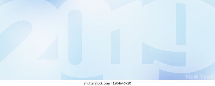Minimal 2019 background with white translucent numbers. Subtle vector graphic pattern