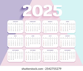 minimal 2025 desk calendar template a office stationery vector