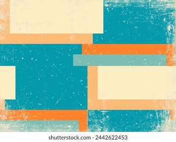 Minimal 20s geometric Abstract Retro Geometric Background with clouds. Vector Illustration with grunge effects