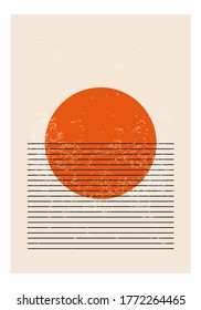 Afiche de diseño geométrico mínimo de los años 20, plantilla vectorial con elementos primitivos, estilo hipster moderno